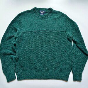 Vintage 90s 100% Cotton Teal Blue Green Crewneck Sweater Boathouse Row Men's Lar
